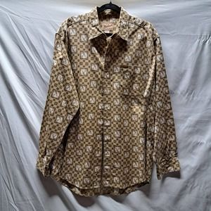 Woolrich Orginal Outdoor Men's Button Down Long Sleeve Tan Deer Buck Print LG